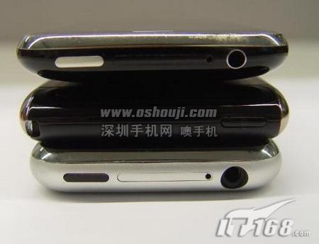 图为OPhone、iPhone、iPhone 3G三机对比